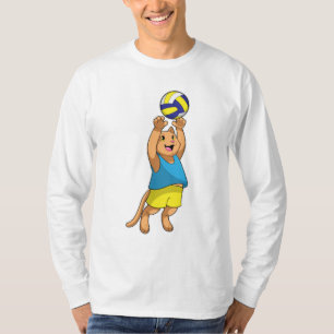 Katze als Volleyballspieler mit Volleyball T-Shirt