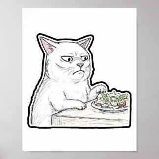 Katze am Esstisch Poster