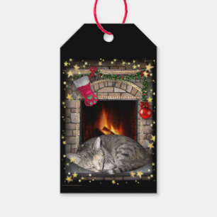 Katze am Feuerplatz Geschenkanhänger