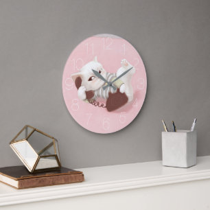 Katze am Telefon Große Wanduhr