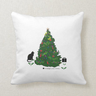 Katze am Weihnachtsbaum Kissen