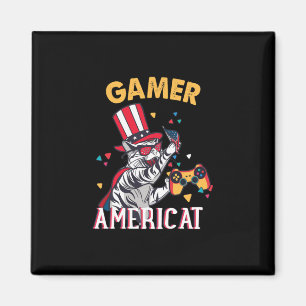 Katze Americat 4. Juli Amerikanischer Gamer Magnet