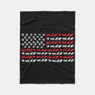 Katze Amerikanische Flagge Usa Pfoten Patriotisch Fleecedecke
