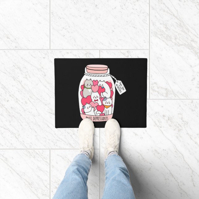 Katze Antidepressiv Funny Cat Lover Geschenk Fußmatte (Indoor)