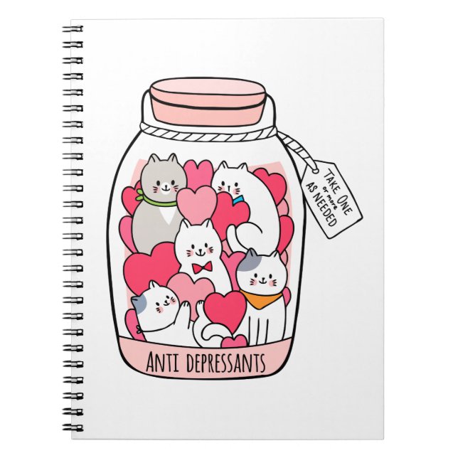 Katze Antidepressiv Funny Cat Lover Geschenk Notizblock (Vorderseite)