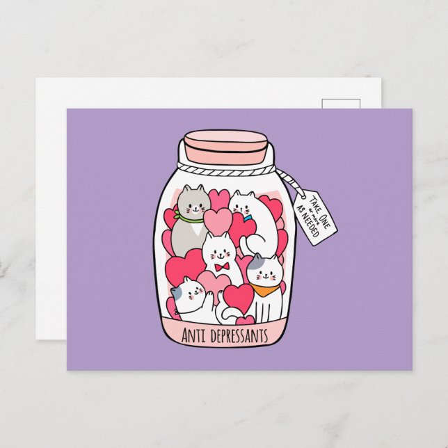 Katze Antidepressiv Funny Cat Lover Geschenk Postkarte (Vorne/Hinten)