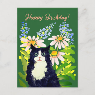 Katze Aquarell Alles Gute zum Geburtstag Feiertagspostkarte