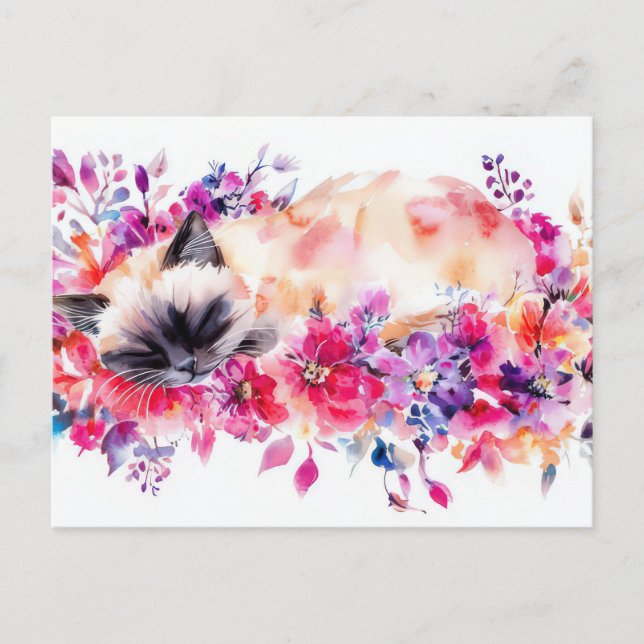 Katze Aquarell Postkarte (Vorderseite)
