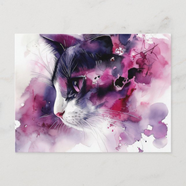 Katze Aquarell Postkarte (Vorderseite)