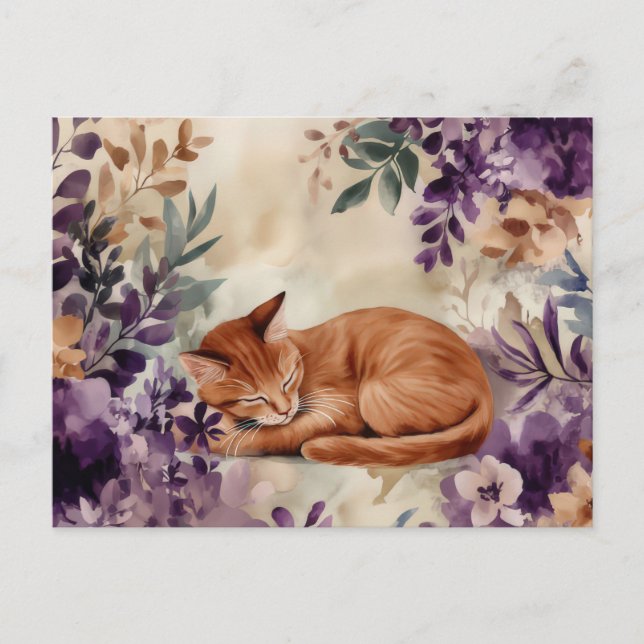 Katze Aquarell Postkarte (Vorderseite)