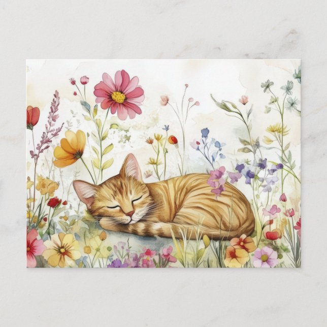 Katze Aquarell Postkarte (Vorderseite)