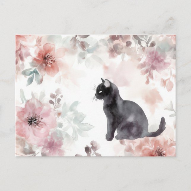 Katze Aquarell Postkarte (Vorderseite)