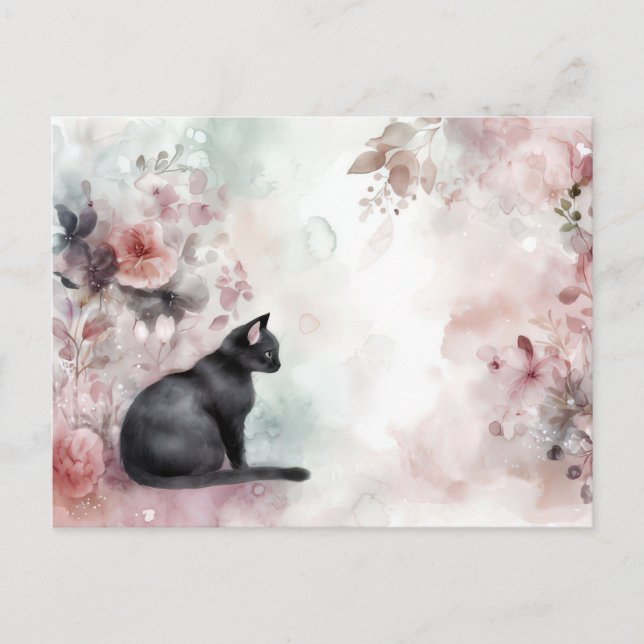 Katze Aquarell Postkarte (Vorderseite)