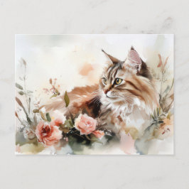 Katze Aquarell Postkarte