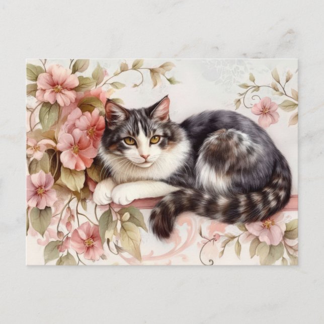 Katze Aquarell Postkarte (Vorderseite)