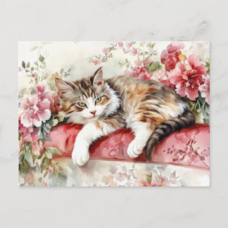 Katze Aquarell Postkarte