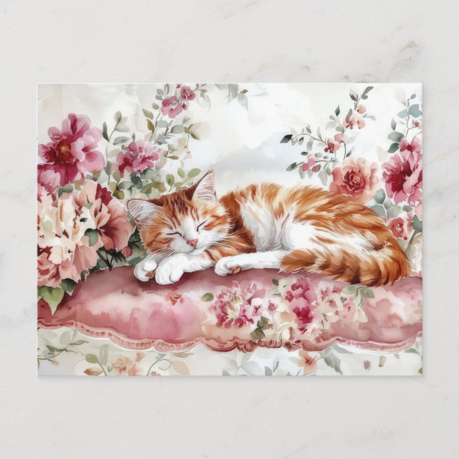 Katze Aquarell Postkarte (Vorderseite)