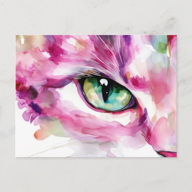 Katze Aquarell Postkarte (Vorderseite)