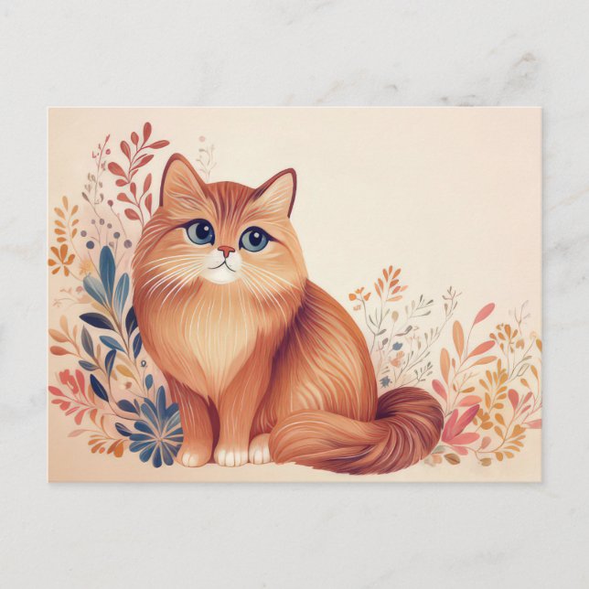 Katze Aquarell Postkarte (Vorderseite)