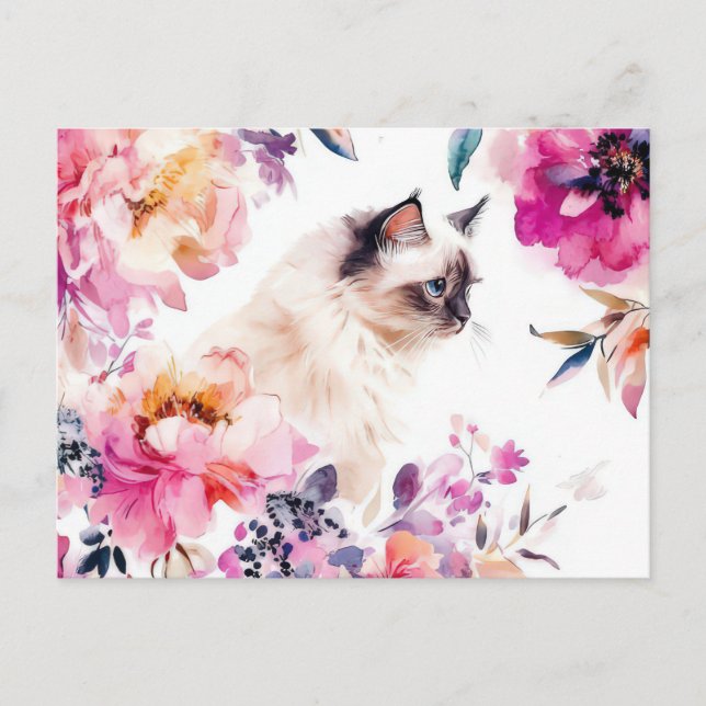 Katze Aquarell Postkarte (Vorderseite)