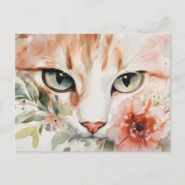Katze Aquarell Postkarte (Vorderseite)