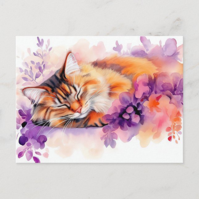 Katze Aquarell Postkarte (Vorderseite)