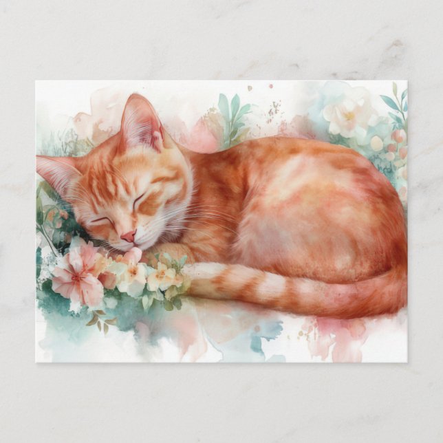 Katze Aquarell Postkarte (Vorderseite)
