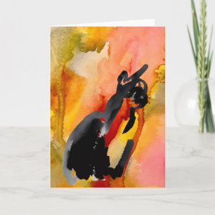 Katze Aquarell-Tinte Zeichnung gefaltete Grußkarte Karte