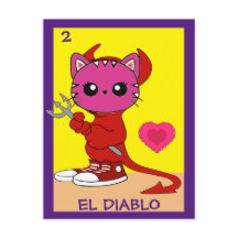 Katze Art Card, Der Teufel, Postkarte