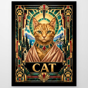 Katze, Art Deco Wildlife Postkarte