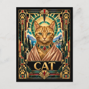 Katze, Art Deco Wildlife Postkarte