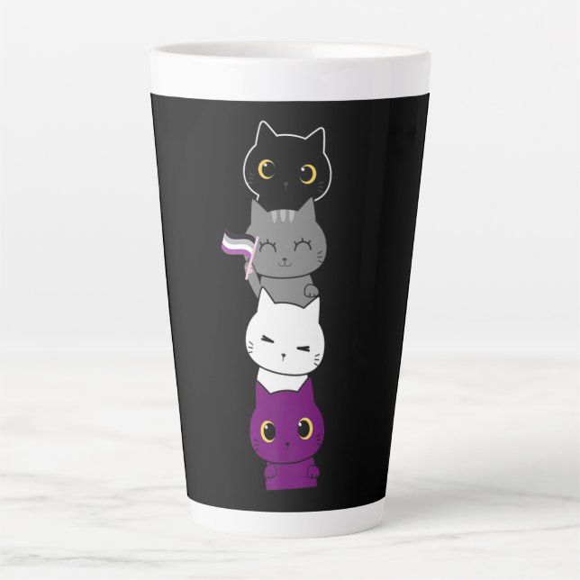 Katze Asexueller Stolz Niedliche Ace Flag Tierfüßl Milchtasse (Vorderseite)