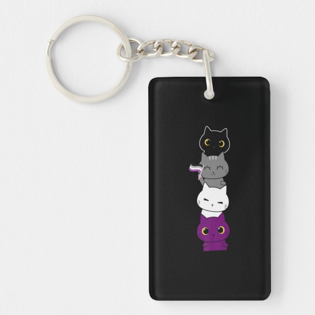 Katze Asexueller Stolz Niedliche Ace Flag Tierfüßl Schlüsselanhänger (Vorderseite)