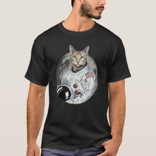 Katze Astronaut Raum Kosmische Kätzchen Mond T-Shirt