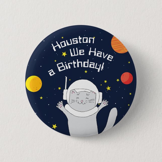 Katze Astronaut Tier mit Helm-Kliterabor Button (Vorderseite)