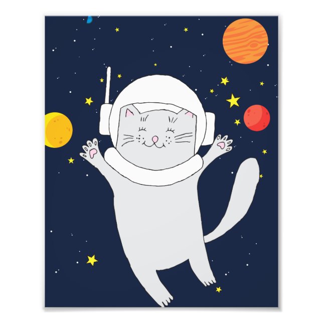 Katze Astronaut Tier mit Helm-Kliterabor Fotodruck (Vorne)