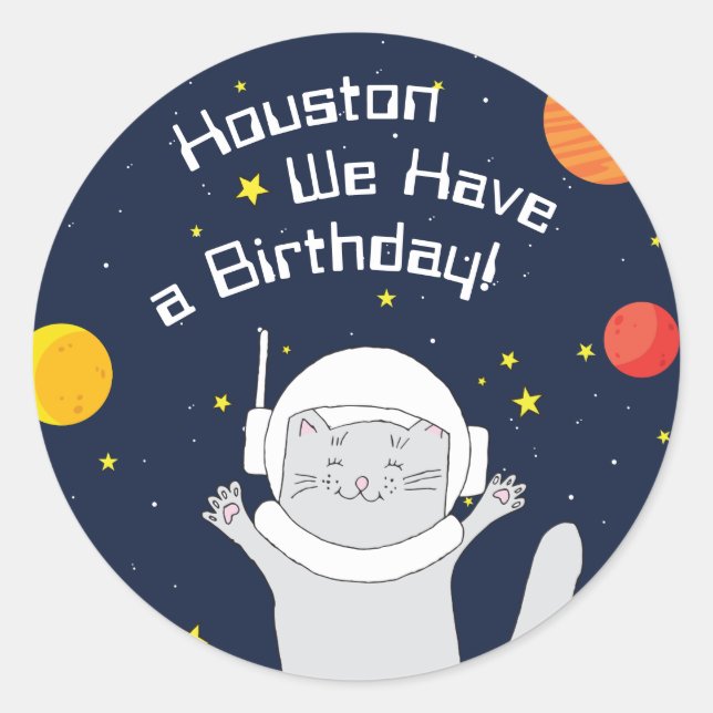 Katze Astronaut Tier mit Helm-Kliterabor Runder Aufkleber (Vorderseite)