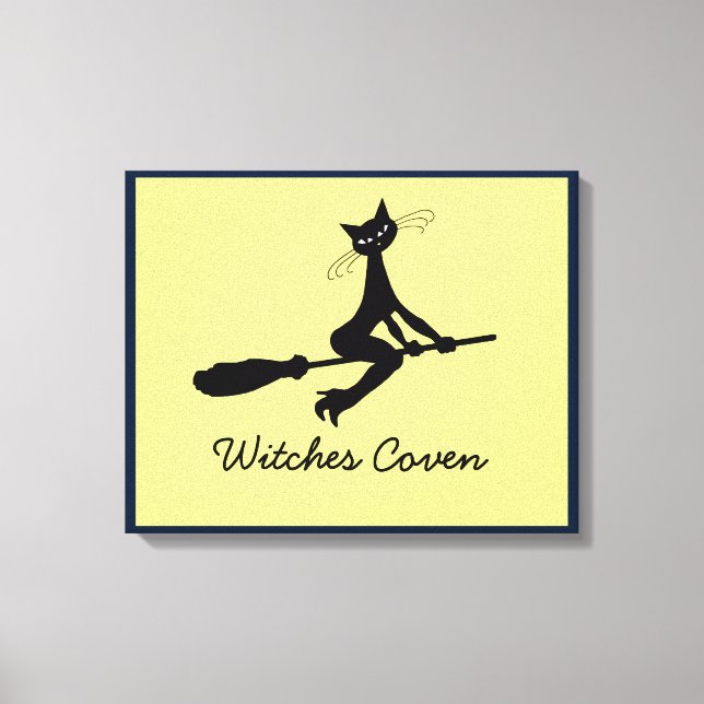 Katze auf Broomstick-Leinwand drucken Leinwanddruck (Vorderseite)