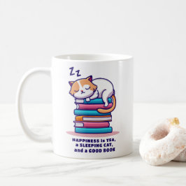 Katze auf Buchstapel Niedlicher Personalisierter L Kaffeetasse