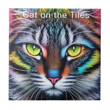 Katze auf dem Fliesen-Keramik-Tile-Portrait