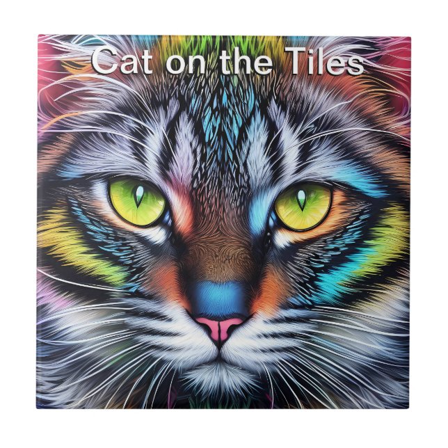 Katze auf dem Fliesen-Keramik-Tile-Portrait Fliese (Vorderseite)