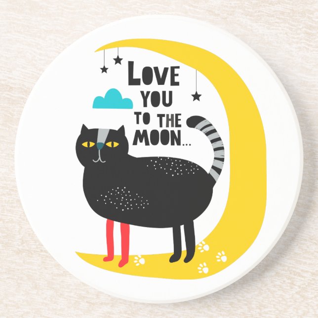 Katze auf dem Mond Getränkeuntersetzer (Vorne)