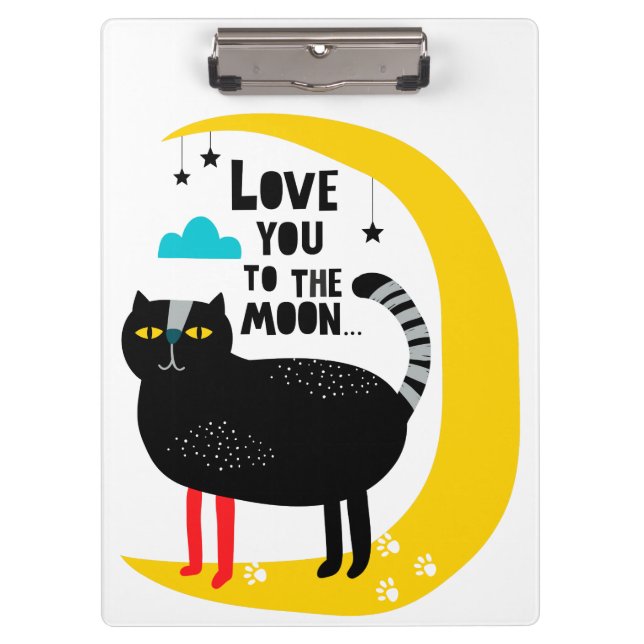 Katze auf dem Mond Klemmbrett (Vorderseite)