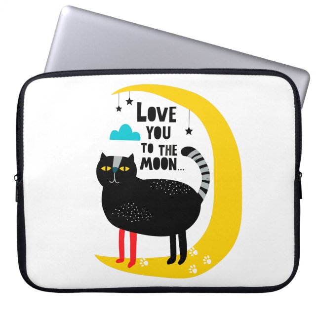Katze auf dem Mond Laptopschutzhülle (Vorderseite)