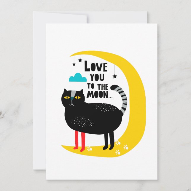 Katze auf dem Mond Mitteilungskarte (Vorderseite)