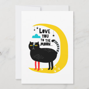 Katze auf dem Mond Mitteilungskarte