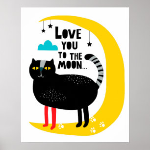 Katze auf dem Mond Poster
