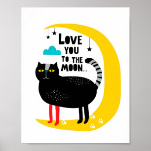 Katze auf dem Mond Poster