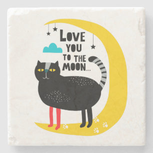 Katze auf dem Mond Steinuntersetzer