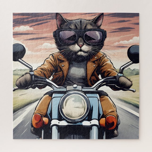 Katze auf dem Motorrad (Vertikal)